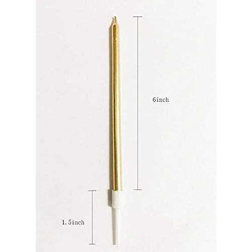24 Count Party Long Thin Cake Candles Metallic Birthday Candles