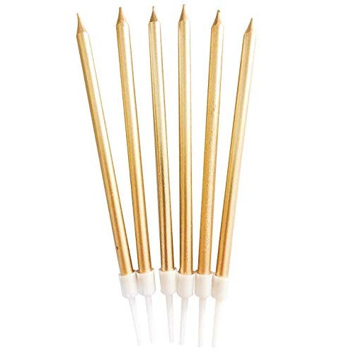24 Count Party Long Thin Cake Candles Metallic Birthday Candles