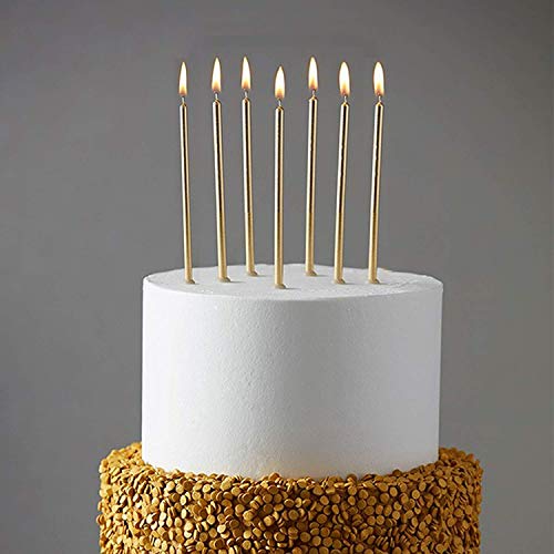 24 Count Party Long Thin Cake Candles Metallic Birthday Candles