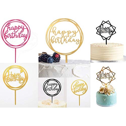 Party Mood Happy Birthday Cake Toppers; Multi-Color; For Decorat