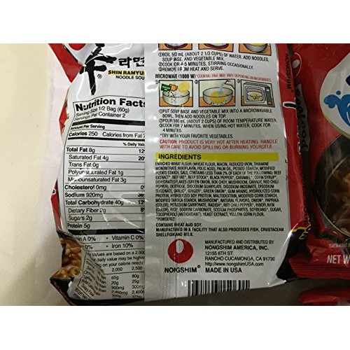 New Korean Hit Ramen Variety Pack, Nongshim Shin Ramyun, Veg, Ud