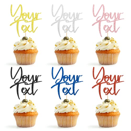 Party To Be Personalized Cupcake Toppers 12 Pcs Glitter Paper Cu