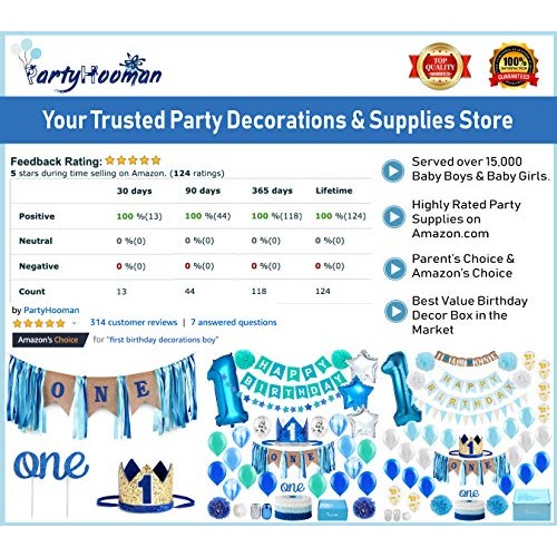 Baby 1St Birthday Boy Decorations With Crown - Baby Boy First Bi