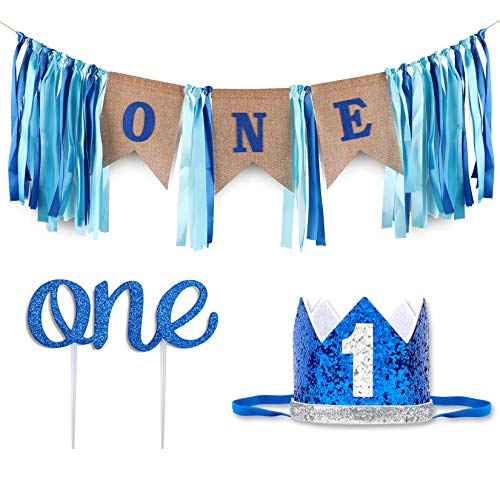 Baby 1St Birthday Boy Decorations With Crown - Baby Boy First Bi