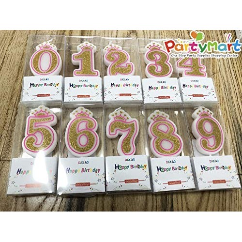 Partymart Number 1 Giltter Candle, Pink Number 1