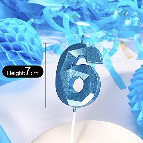 Partywoo Birthday Candles, Number Candles, Number 6 Candle, Blue
