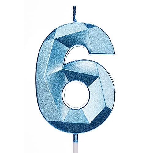 Partywoo Birthday Candles, Number Candles, Number 6 Candle, Blue