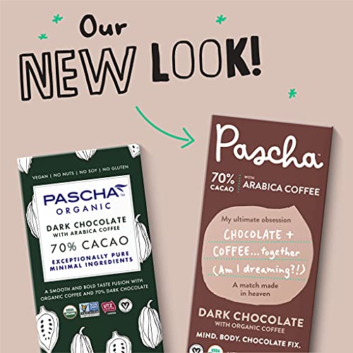 Pascha Organic Dark Chocolate Bars, 70% Cacao, Utz, Gluten Free,