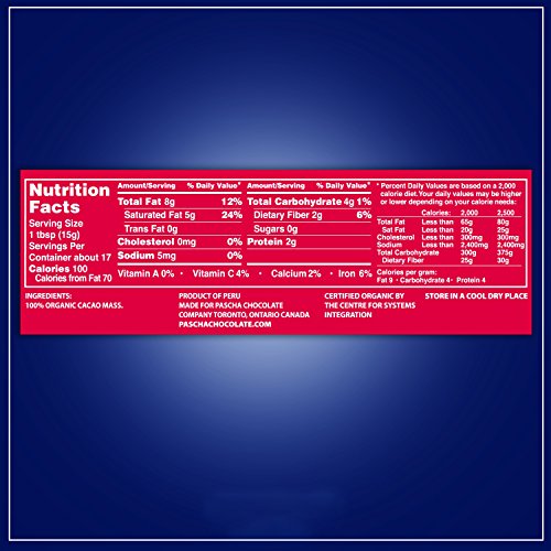 Pascha Organic Unsweetened Dark Chocolate Baking Chips 100% Caca