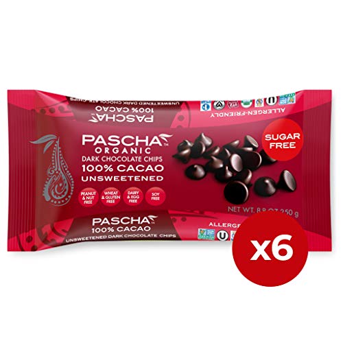 Pascha Organic Unsweetened Dark Chocolate Baking Chips 100% Caca
