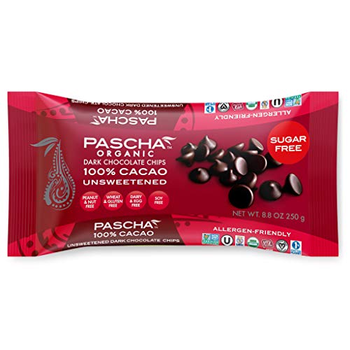 Pascha Organic Unsweetened Dark Chocolate Baking Chips 100% Caca