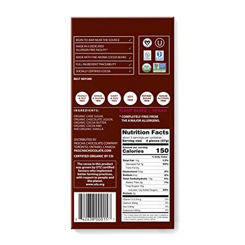 Pascha Organic Vegan Dark Chocolate Bars 55% Cacao With Cocoa Ni