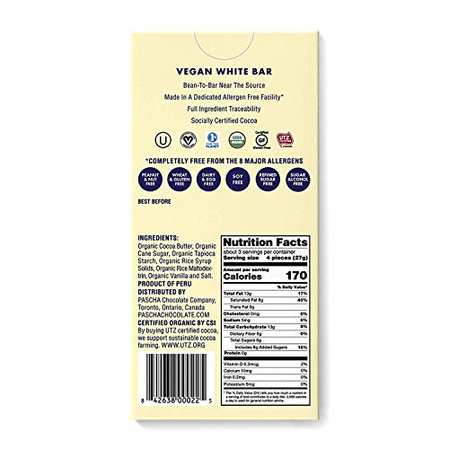 Pascha Organic Vegan White Chocolate Bars, Utz, Gluten Free, Non