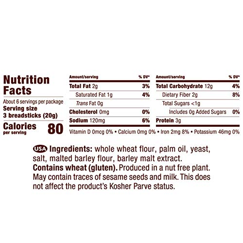 Paskesz Grissini Breadsticks, Whole Wheat - All Natural Traditio