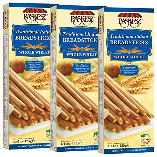 Paskesz Grissini Breadsticks, Whole Wheat - All Natural Traditio
