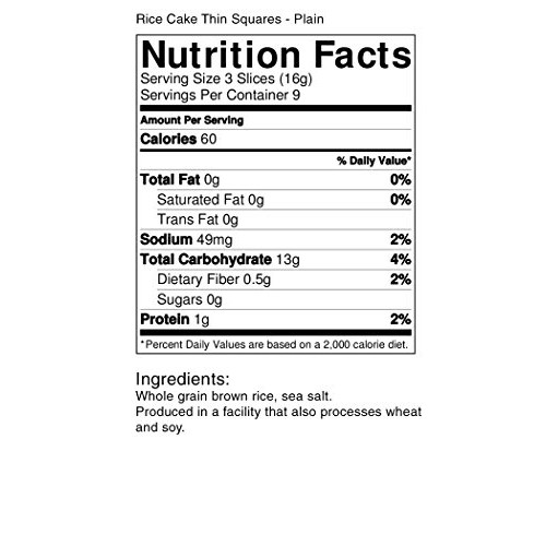 Paskesz Rice Cake Thin Square Plain, 4.9-Ounce Packages Pack Of