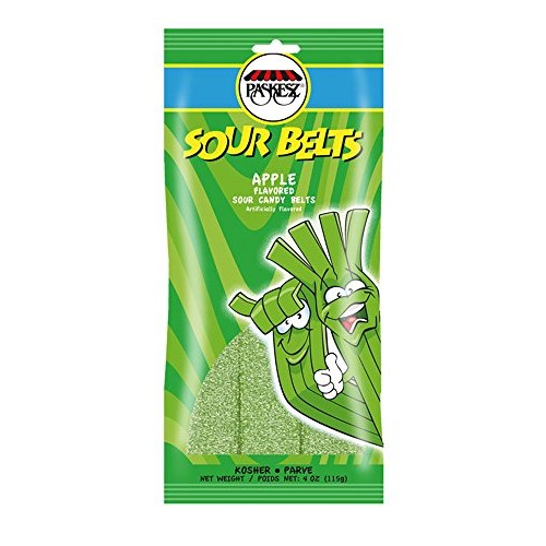 Paskesz Sour Apple Belts 4Oz Pack Of 6