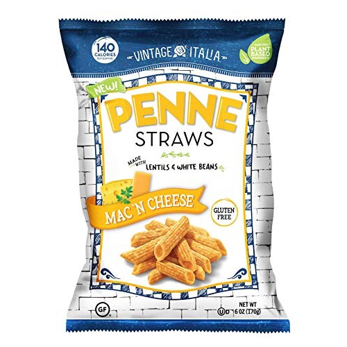Pasta Snacks, Penne Straws, Made with Lentils & White Beans, Pla...