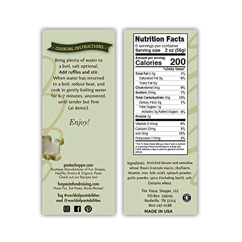 Pastabilities Spinach Basil Garlic Pasta Ruffles, Healthy Gourme