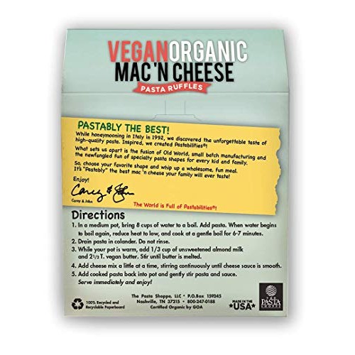 Pastabilities Vegan Organic Ruffles Mac And Cheese, Fun Pasta Sh