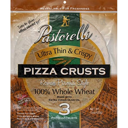 Pastorelli Ultra Thin &Amp; Crispy Pizza Crusts 100% Whole Wheat, 3C