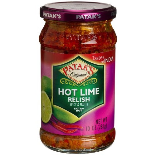 Pataks Hot Lime Relish, Extra Hot, 10-Ounce Glass Jars Pack Of 6