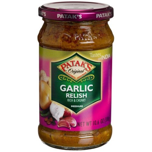 Pataks Garlic Relish, Medium, 10.6-Ounce Glass Jars Pack Of 6