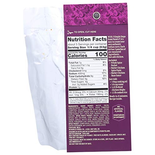 Pataks Butter Chicken Curry Sauce 3-Step Kit, Pre-measured ingr...