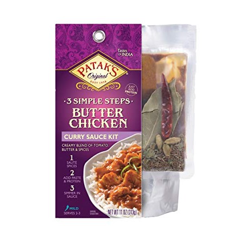 Pataks Butter Chicken Curry Sauce 3-Step Kit, Pre-measured ingr...