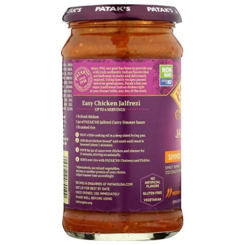 PATAKS Jalfrezi Sweet Pepper Spicy Curry and Simmer Sauce, 15 oz