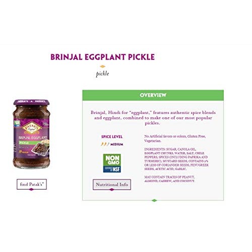 Pataks Pickles Relish Mix N Match Non Gmo Brinjal Eggplant
