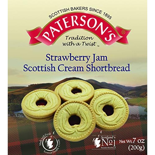 Patersons Strawberry Jam Scottish Cream Shortbread 200G, 7 Oz,