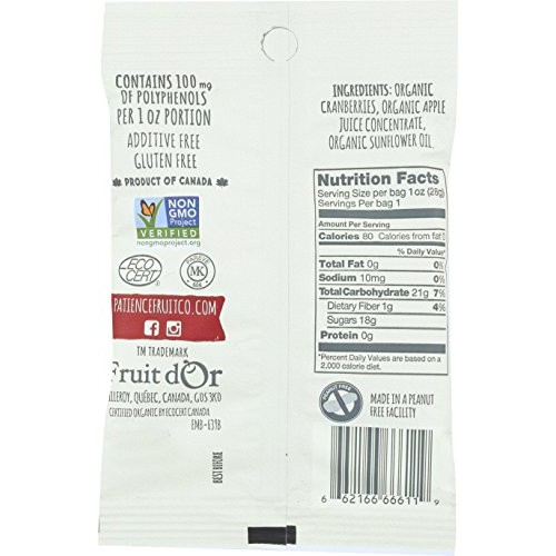 Patience Fruit &Amp; Co. Organic Dried Cranberries Fruit Snacks, 1 O