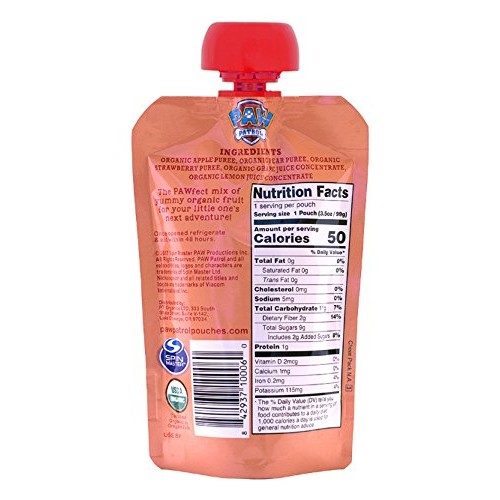 Paw Patrol Super Strawberry Organic Mixed Fruit Squeeze Pouch, 3