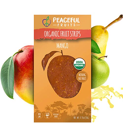 Peaceful Fruits Organic Fruit Strips Mango 12Pk - All Natural,