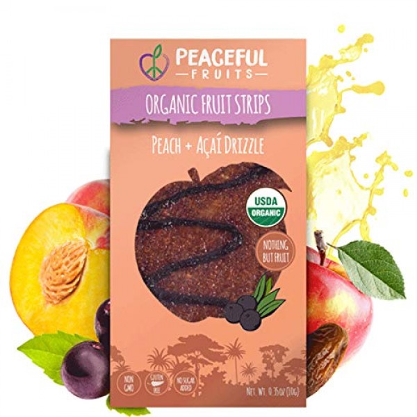 Peaceful Fruits Organic Fruit Strips Peach+Acai 12pk – All Nat...
