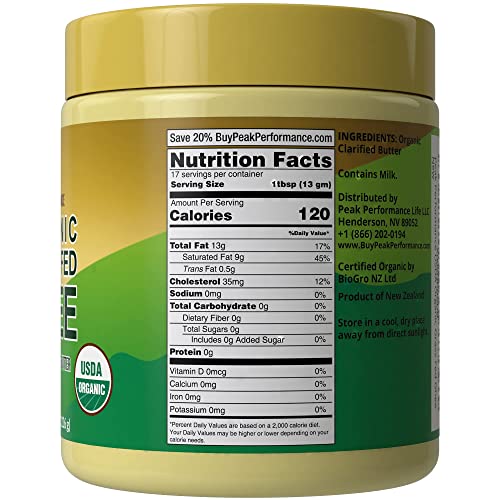 Usda Organic Grass Fed Unsalted Ghee. Pure New Zealand Pasture R
