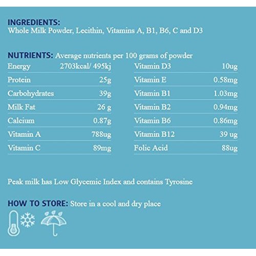 Peak Instant Full-Cream Dry Whole Milk Powder, 400-Grams