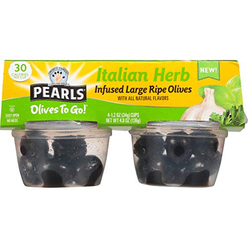 Pearls Olives To Go! 1.2 Oz. Infused Olives Italian Herb Flavor,