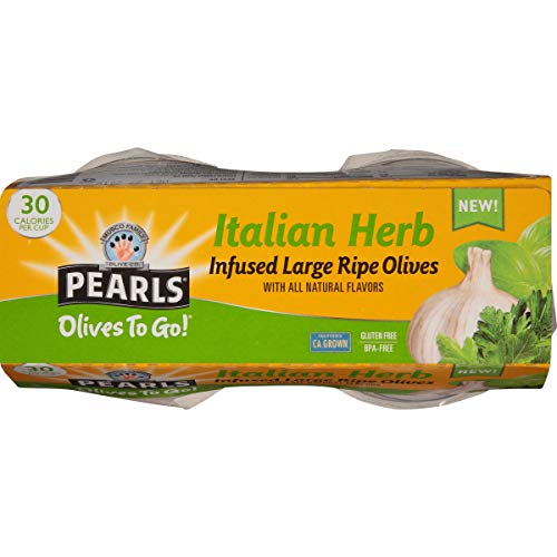 Pearls Olives To Go! 1.2 Oz. Infused Olives Italian Herb Flavor,