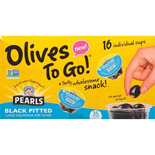 Pearls Olives To Go! 1.2 Oz. Large Ripe Pitted Black Olives, 16-