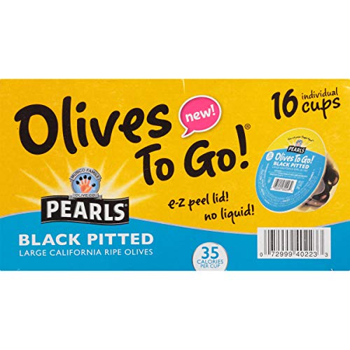 Pearls Olives To Go! 1.2 Oz. Large Ripe Pitted Black Olives, 16-