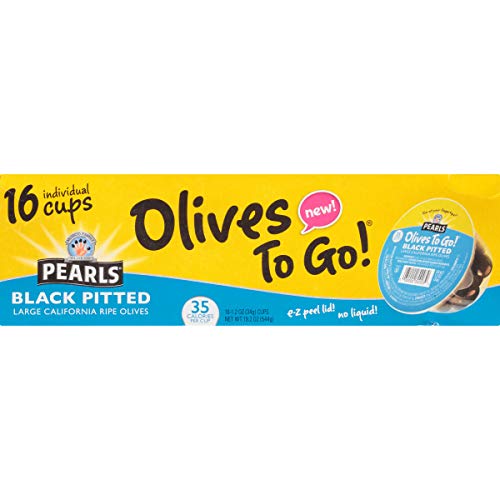 Pearls Olives To Go! 1.2 Oz. Large Ripe Pitted Black Olives, 16-