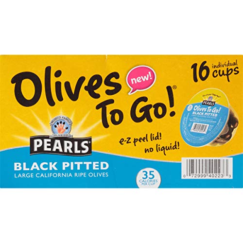 Pearls Olives To Go! 1.2 Oz. Large Ripe Pitted Black Olives, 16-