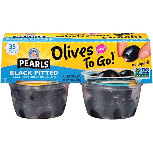 Pearls Olives To Go! 1.2 Oz. Large Ripe Pitted Black Olives, 24-