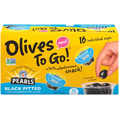 Pearls Olives To Go! 1.2 Oz. Large Ripe Pitted Black Olives, 16-