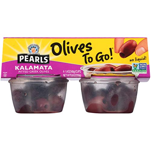 Pearls Olives To Go! Pitted Kalamata Olives, 1.4 Ounce, Pack Of 4