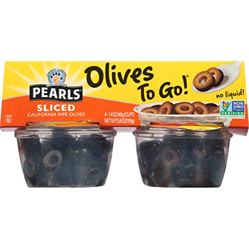 Pearls Olives To Go! Sliced Ripe Black Olives, 1 Package Of 4