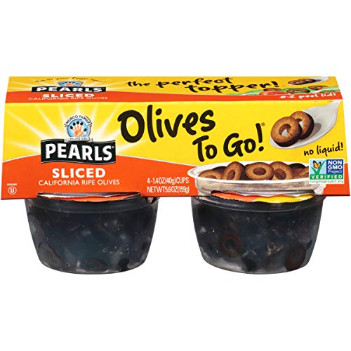 Pearls Olives To Go! Sliced Ripe Black Olives, 1 Package Of 4