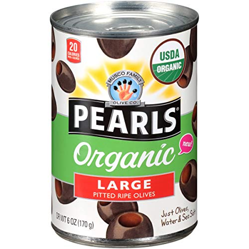 Pearls Organic, Ripe Pitted Large, Black Olives, Can, Original,